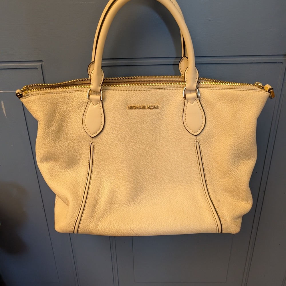 Michael Kors Cream Leather Tote Bag
